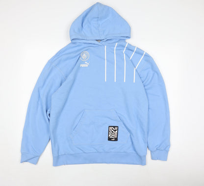 Mens UK Size M PUMA Blue Pullover Hoodie