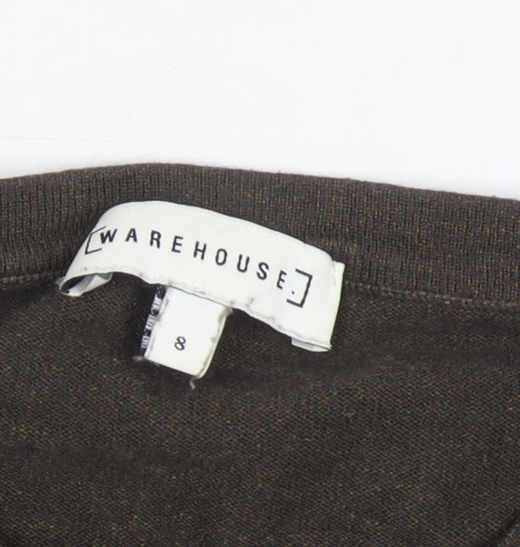 Warehouse Girls Brown Knit Crew Neck Pullover Jumper Size 8