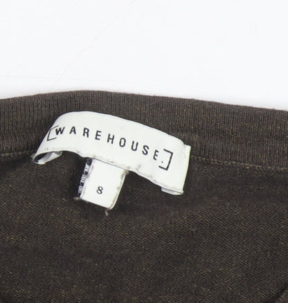 Warehouse Girls Brown Knit Crew Neck Pullover Jumper Size 8