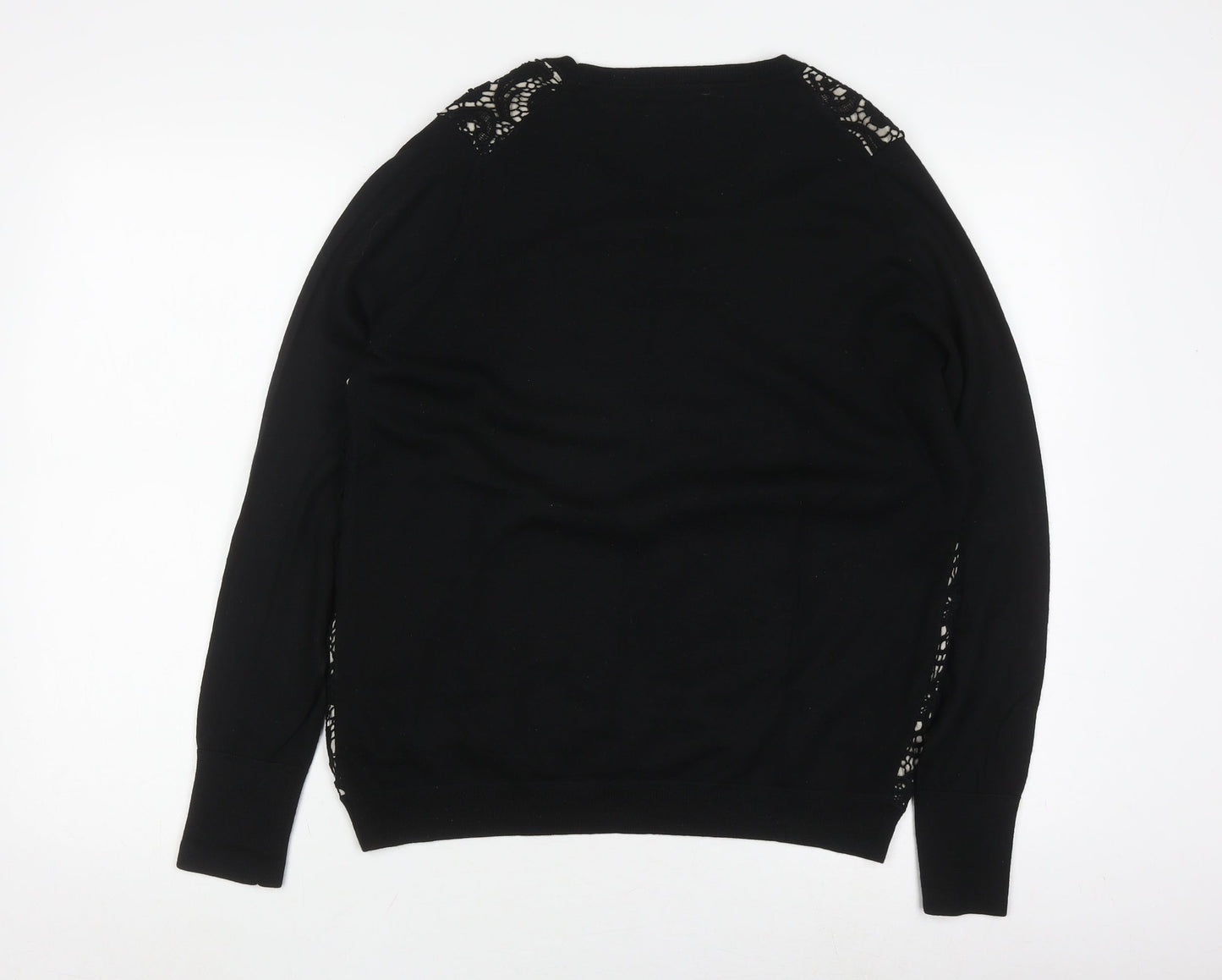 Jaeger Women's Black Lace Pullover Jumper