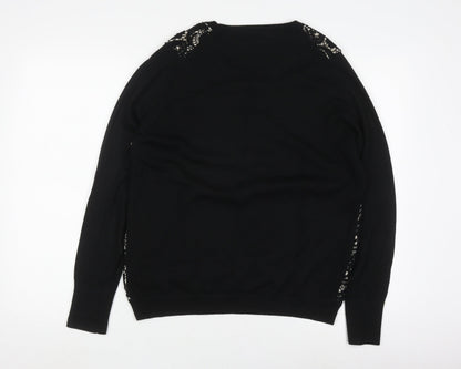 Jaeger Women's Black Lace Pullover Jumper