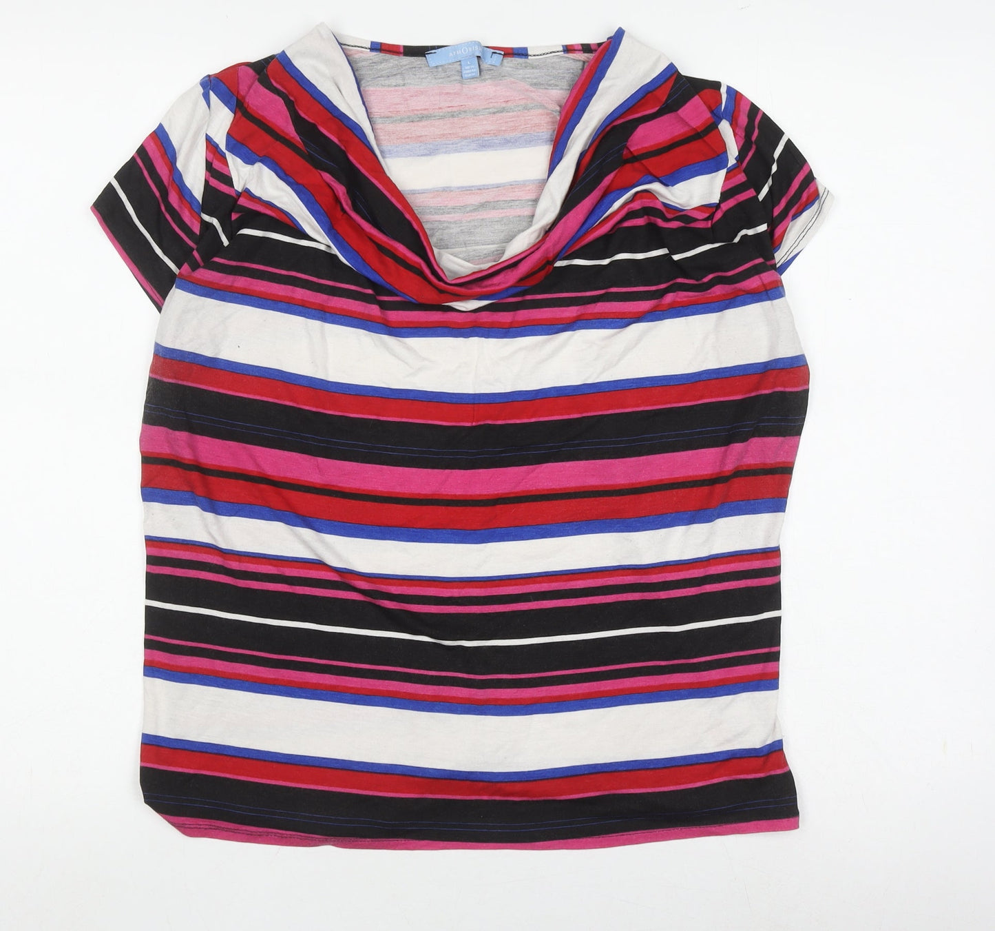 Aphorism Women's Multicoloured Striped Top, L, Cowl Neck