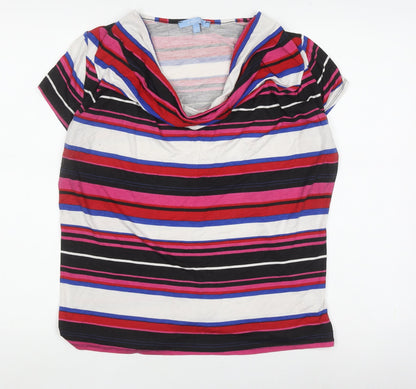 Aphorism Women's Multicoloured Striped Top, L, Cowl Neck
