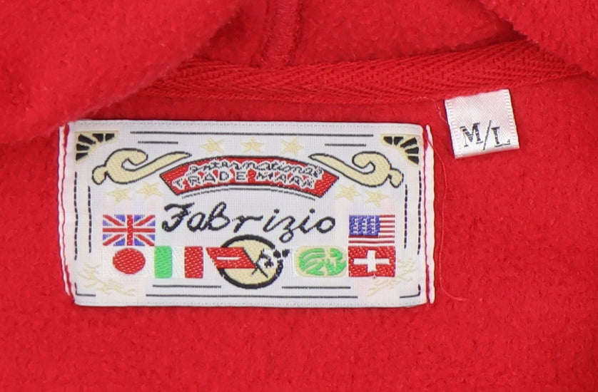 Fabrizio Red Unisex Hoodie M Pullover Casual Winter