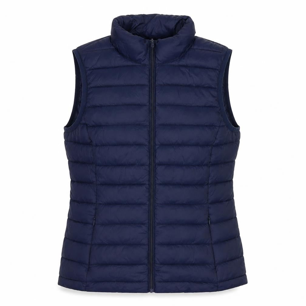 Front view of Dunnes Blue Puffer Waistcoat, unisex, size S