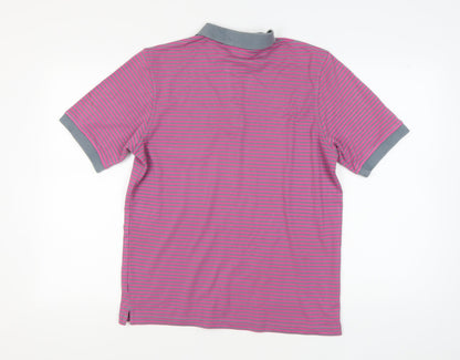 Farah Men's Pink Striped Polo Shirt, Size M, Casual Style