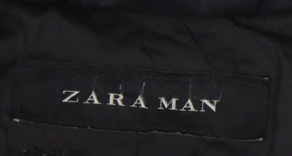 Zara Man Black Puffer Jacket Men's M Stand-Up Collar
