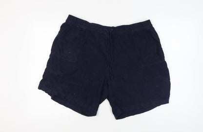 Next Women's Blue Plus Size Linen Blend Shorts