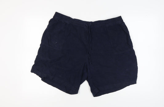 Next Women's Blue Plus Size Linen Blend Shorts