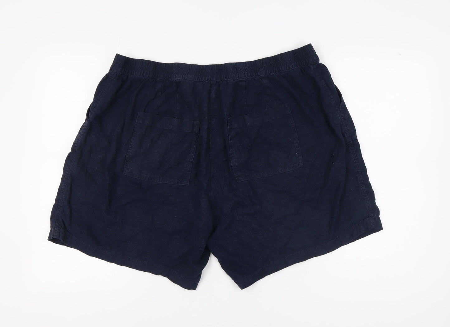 Next Women's Blue Plus Size Linen Blend Shorts