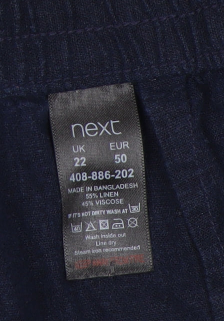 Next Women's Blue Plus Size Linen Blend Shorts