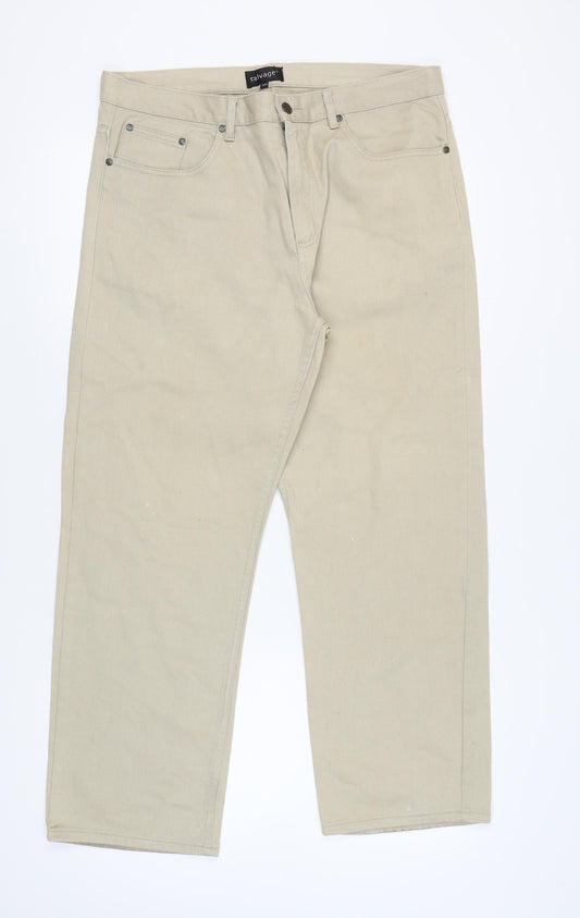 Mens UK Size 38S Salvage  Straight Beige Jeans