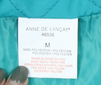 Womens UK Size M Anne De Lançay Blue Quilted Coat