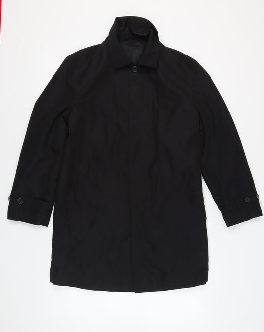 Mens UK Size S Marks and Spencer Black Overcoat
