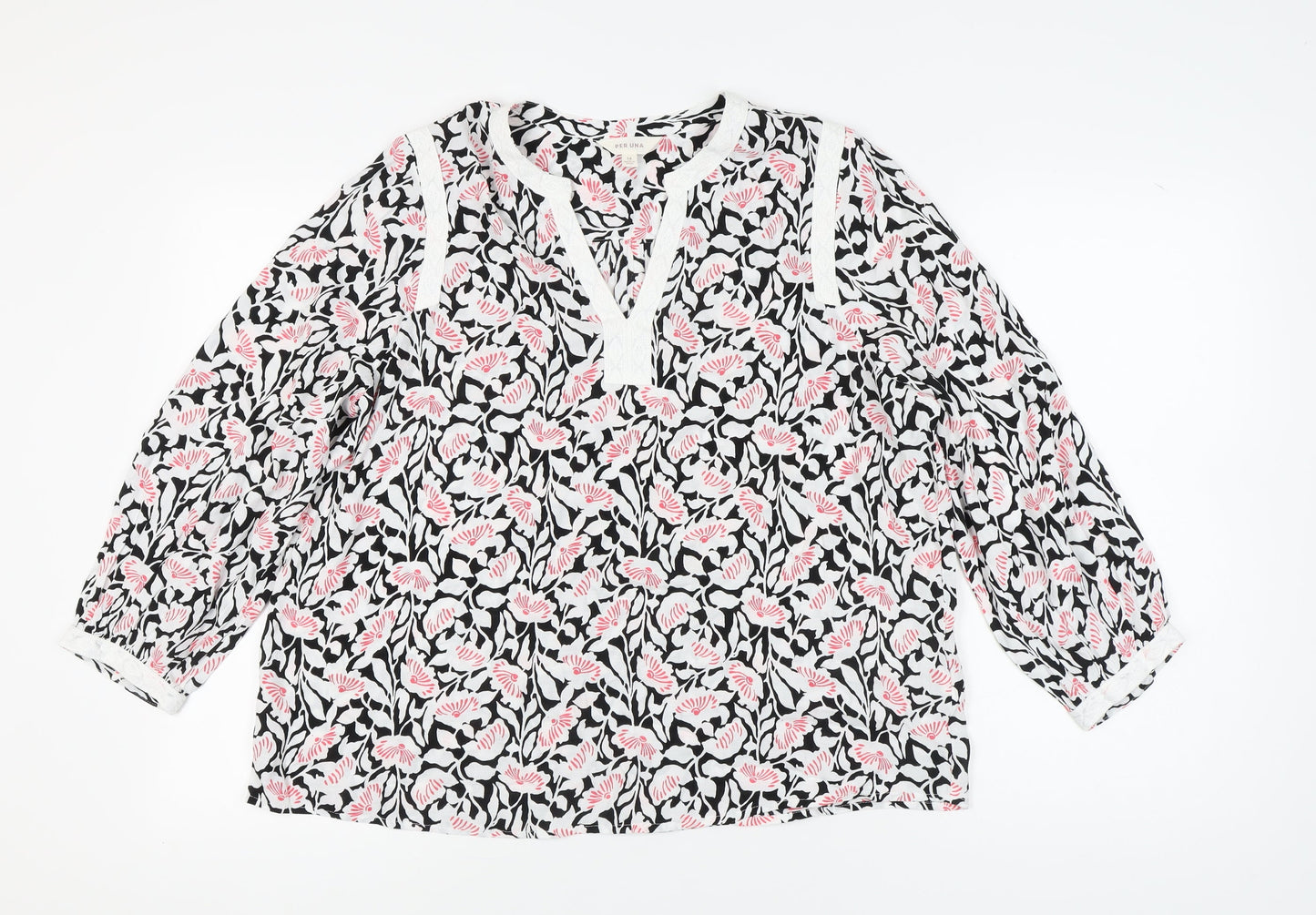 Womens UK Size 14 Per Una Multicoloured Basic Blouse