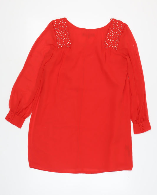 Next Women's Red Long Sleeve Dress, Size 14
