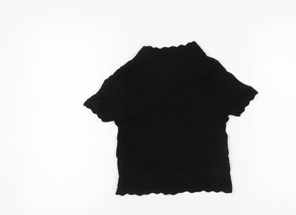 Womens UK Size 8 Zara Black Basic Blouse