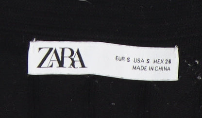 Womens UK Size 8 Zara Black Basic Blouse