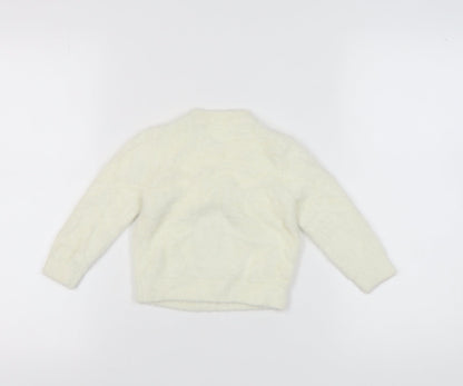 M&Co Girls Ivory Sequin Dog Pullover Jumper 2-3 Years