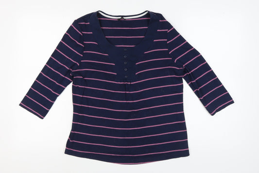 M&Co Women's Blue Striped 3/4 Sleeve Top 18