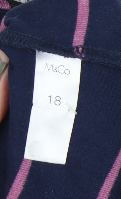 Womens UK Size 18 M&Co Blue Basic T-Shirt