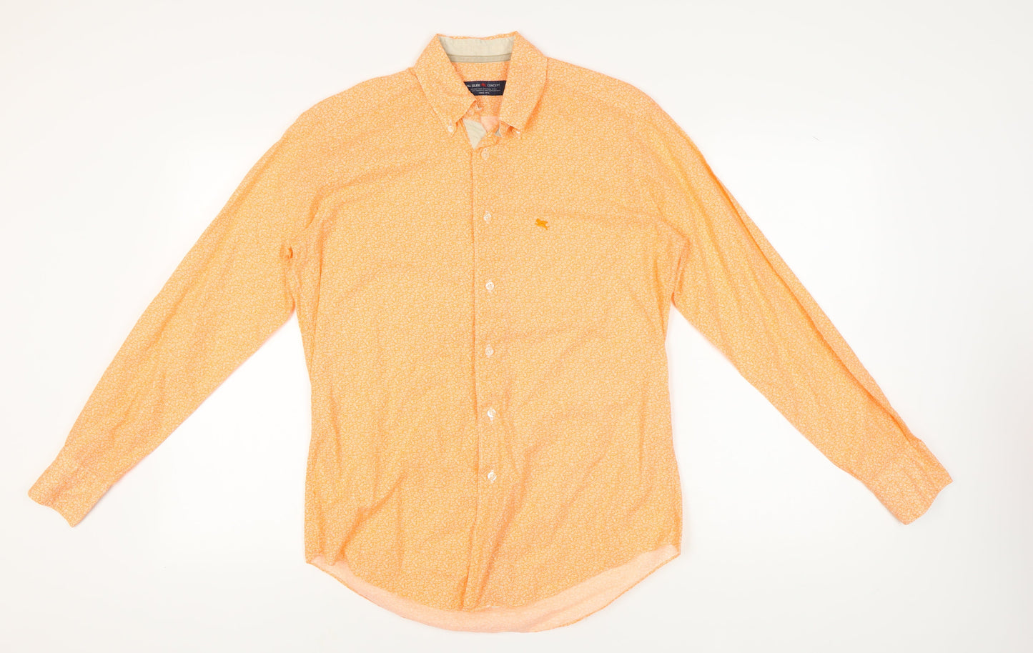 Pal Zileri Men's Orange Floral Button-Up Shirt L/S