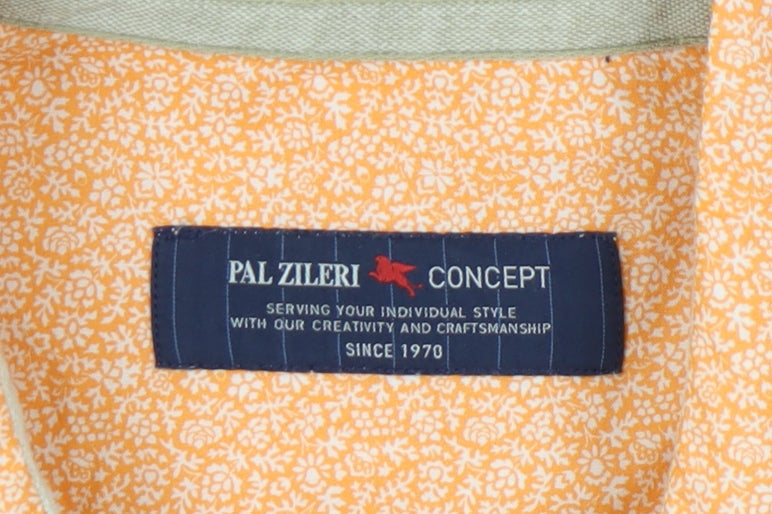 Pal Zileri Men's Orange Floral Button-Up Shirt L/S