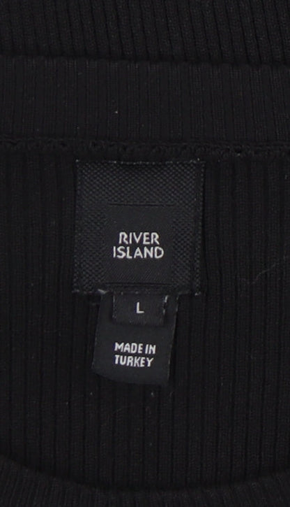 Womens UK Size L River Island Black Basic T-Shirt