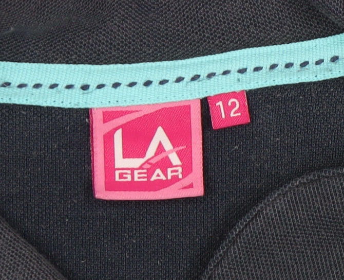 Womens UK Size 12 LA Gear Black Basic Polo