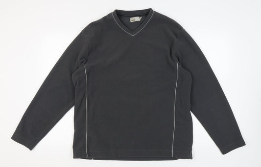 Zantos Men's Black XL Fleece V-Neck Sweatshirt