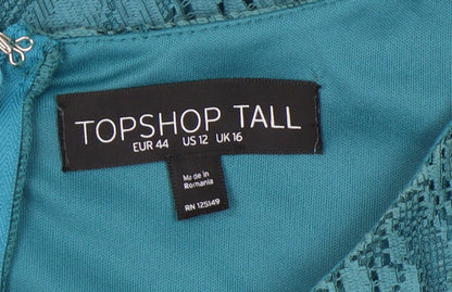 Topshop Women’s Blue Fit & Flare Dress Size 16