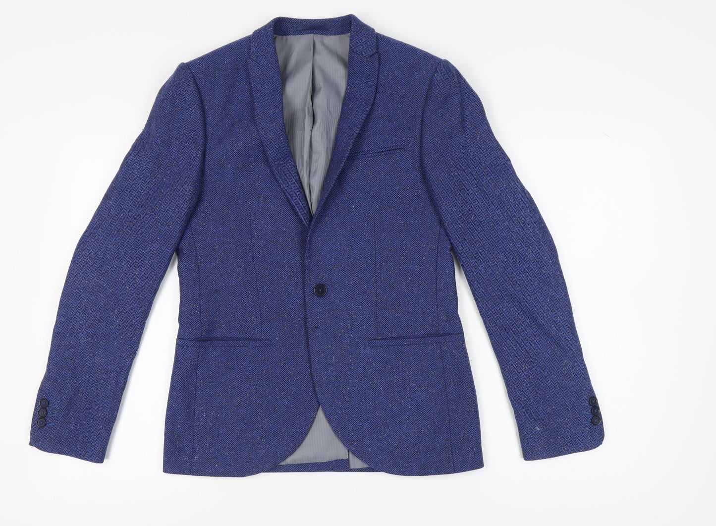 NÖAK Men's Blue Tweed Blazer, Size 36R, Classic Style