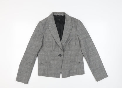 Jaeger Women's Grey Check Wool Blazer, UK 12