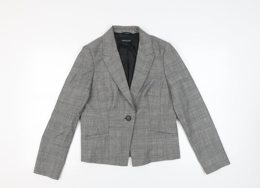 Jaeger Women's Grey Check Wool Blazer, UK 12