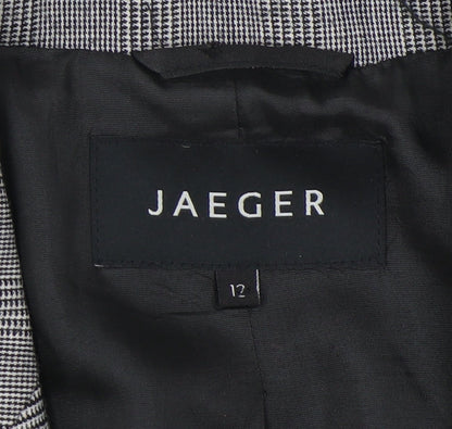 Jaeger Women's Grey Check Wool Blazer, UK 12