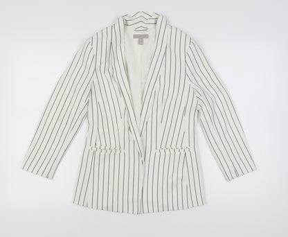 H&M Women's White Pinstripe Blazer Size 8 Regular