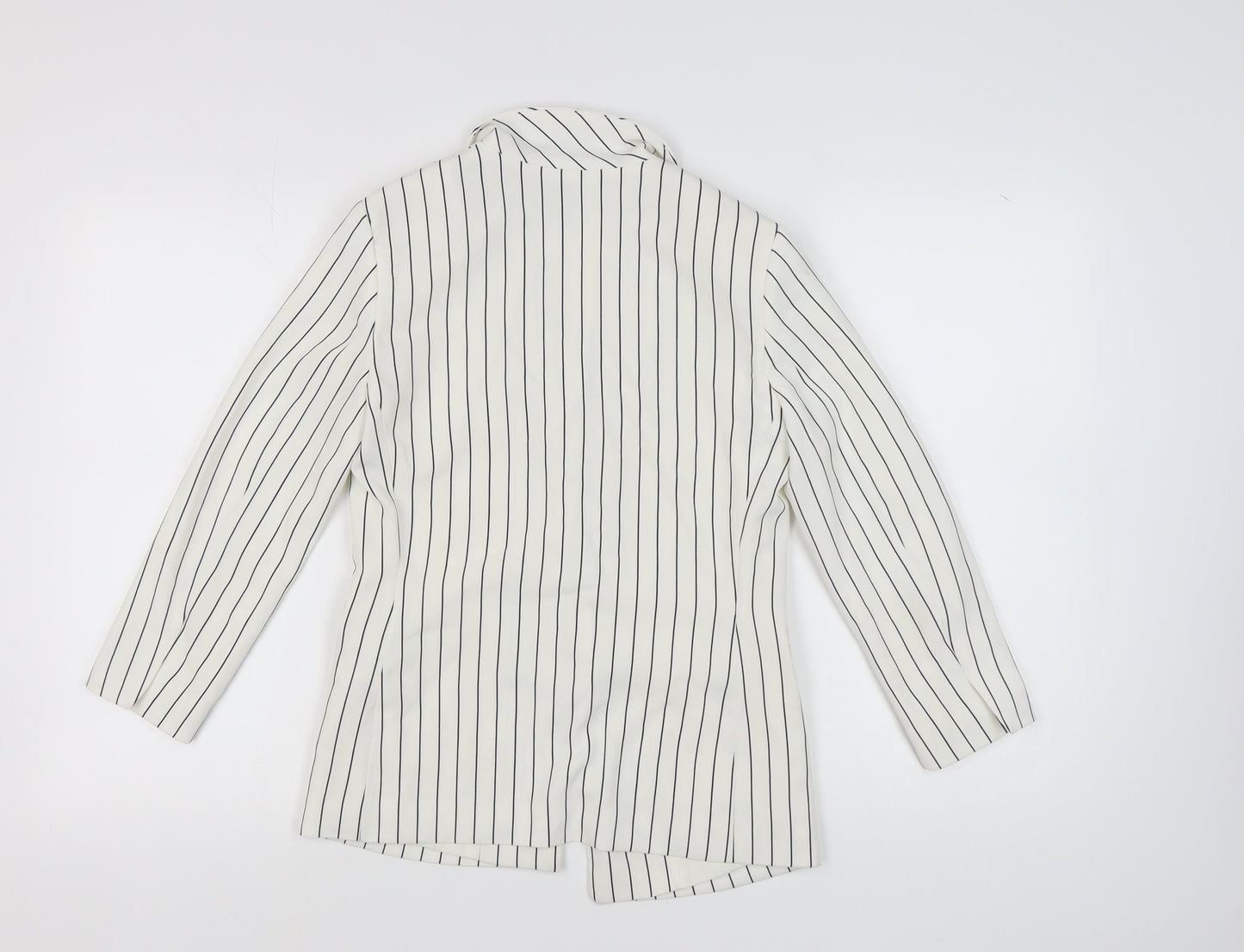 H&M Women's White Pinstripe Blazer Size 8 Regular