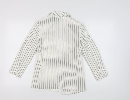 H&M Women's White Pinstripe Blazer Size 8 Regular