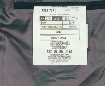 Mens UK Size 42 Marks and Spencer Regular Blue Suit Jacket
