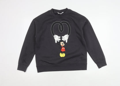 Unisex Adults UK Size XS Disney Black Pullover Sweatshirt