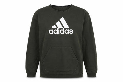 Front view of Adidas unisex xs green pullover sweatshirt with logo