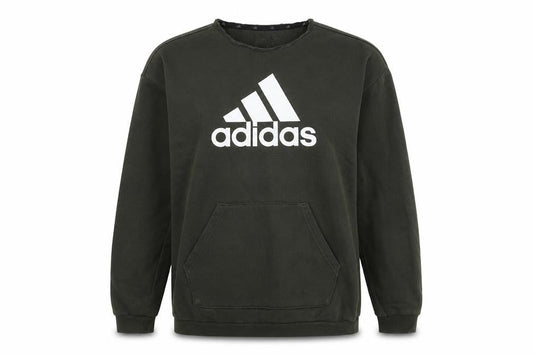 Front view of Adidas unisex xs green pullover sweatshirt with logo
