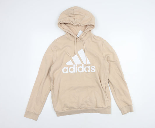 Adidas Women's Beige Hoodie M - Logo, Hooded, Casual