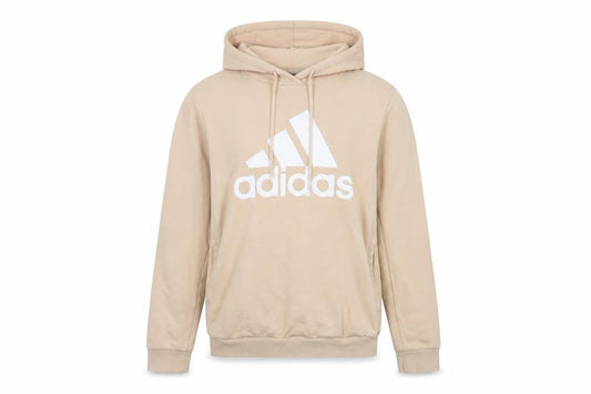 Front view of Adidas Women's Beige Hoodie M - Logo, Hooded, Casual