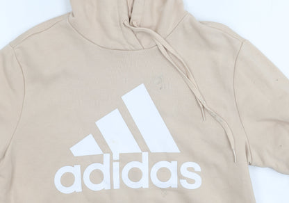 Adidas Women's Beige Hoodie M - Logo, Hooded, Casual