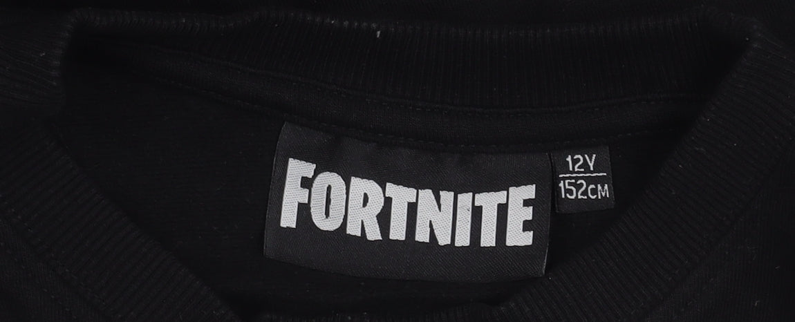 Fortnite Boys Black Pullover Sweatshirt 12Y Graphic Print