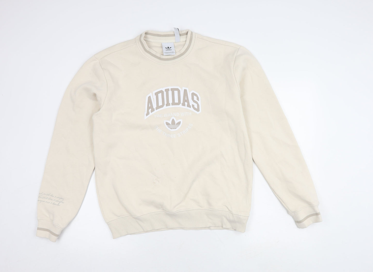 Adidas Men's Beige Pullover Sweatshirt M - Logo Graphic