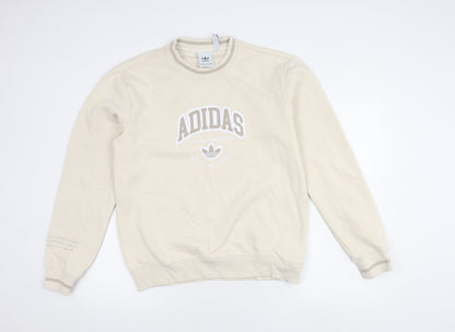 Adidas Men's Beige Pullover Sweatshirt M - Logo Graphic