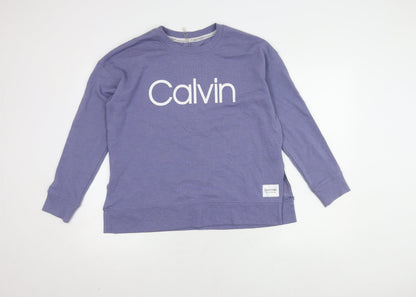 Womens UK Size M Calvin Klein Purple 1/4 Zip Sweatshirt