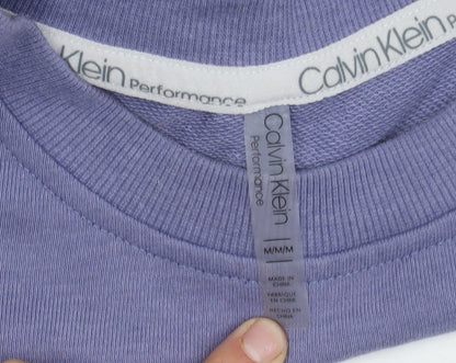 Womens UK Size M Calvin Klein Purple 1/4 Zip Sweatshirt